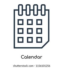Calendar icon vector isolated on white background, Calendar transparent sign , thin symbols or lined elements in outline style