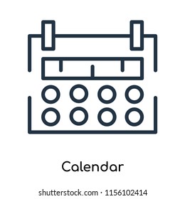 Calendar icon vector isolated on white background, Calendar transparent sign , thin symbols or lined elements in outline style