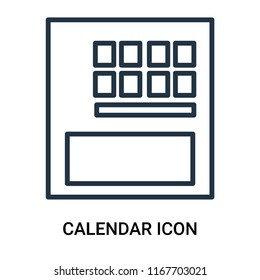 Calendar icon vector isolated on white background, Calendar transparent sign , outline linear symbol or line shape