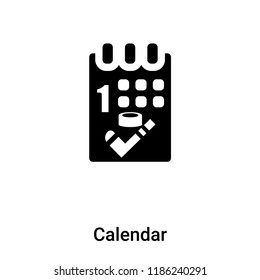Calendar icon vector isolated on white background, logo concept of Calendar sign on transparent background, filled black symbol