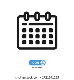 vectorial de icono de calendario aislado en fondo blanco.