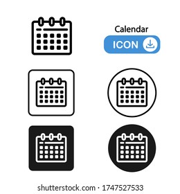 calendar icon vector isolated on white background