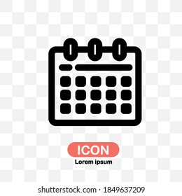 vector de icono de calendario aislado en fondo transparente.
