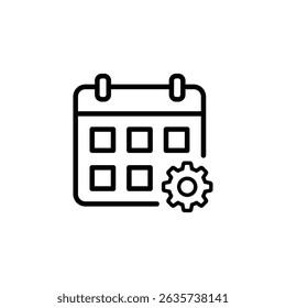 Vector del icono del calendario. en diseño de estilo de línea sobre fondo blanco. Ilustración vectorial