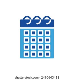 Vector de calendario o ilustración de logotipo estilo de color azul glifo	