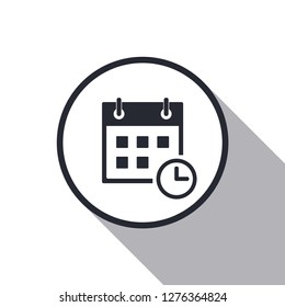 Calendar icon vector with long shadow, flat style. Time icon. Vector illustration, eps10