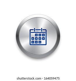 Calendar icon. Vector metal app button 