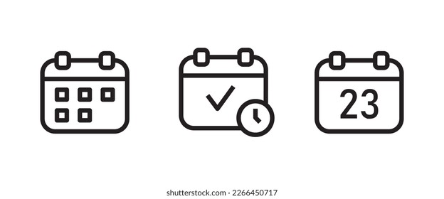calendar icon. Vector  month date Schedule time Meeting Deadlines icon vector symbol logo illustration line editable stroke flat design style isolated on white