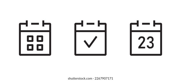 calendar icon. Vector  month date Schedule time Meeting Deadlines icon vector symbol logo illustration line editable stroke flat design style isolated on white