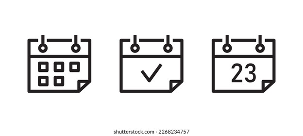 calendar icon. Vector  month date Schedule time Meeting Deadlines icon vector symbol logo illustration line editable stroke flat design style isolated on white