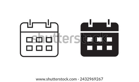 calendar icon. Vector  month date Schedule time Meeting Deadlines icon vector symbol logo illustration line editable stroke flat design style isolated on white