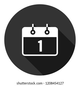 Calendar icon. Vector calendar on wall sign. Date icon. EPS 10 flat symbol. Round icon with shadow
