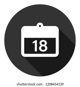 Calendar icon. Vector calendar on wall sign. Date icon. EPS 10 flat symbol. Round icon with shadow