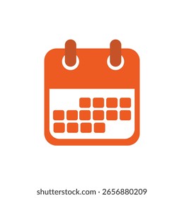  Vector del icono del calendario en diseño plano anaranjado sobre fondo blanco