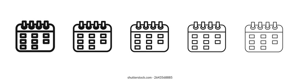 Calendar icon vector outline set illustration sign