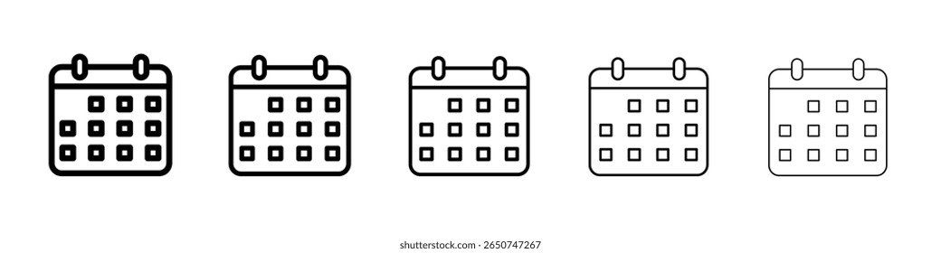 Calendar icon vector outline symbol or illustration