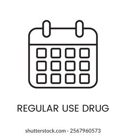 A calendar icon in vector, representing regular medication schedules, with an editable stroke