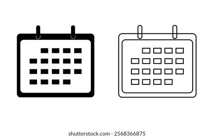 Calendar icon vector. Schedule, date icon symbol illustration. isolated on transparent background.