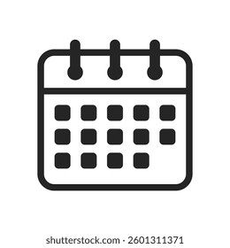 Calendar icon vector. Schedule icon symbol illustration, date, calendar icon in line style