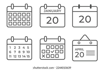 Calendar Icon Vector. Set Calendar Icon
