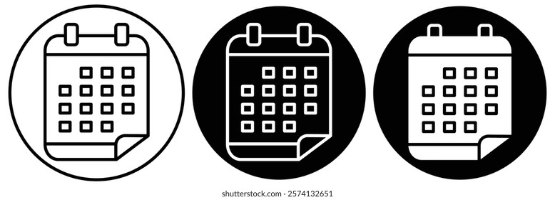 Calendar icon vector set. Calendar flat line icon. Vector illustrator