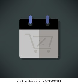 Calendar icon vector shopping and Black Friday sale background illustration