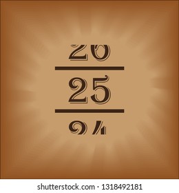 Calendar icon vector. Simple calendar with date 25.