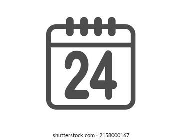 Calendar icon vector. Simple calendar with date 24.