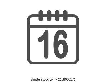 Calendar icon vector. Simple calendar with date 16.