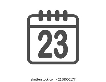 Calendar icon vector. Simple calendar with date 23.