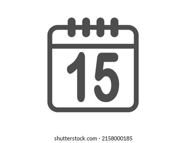 Calendar icon vector. Simple calendar with date 15.