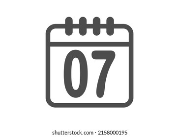 Vector de icono de calendario. Calendario simple con fecha 7.