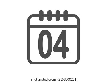 Calendar icon vector. Simple calendar with date 4.
