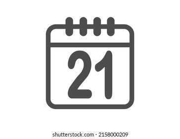 Calendar icon vector. Simple calendar with date 21.