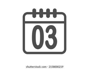 Calendar icon vector. Simple calendar with date 3.