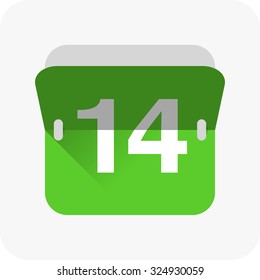 Calendar icon vector. Simple calendar with date 14.