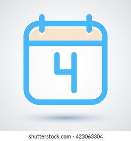 Calendar icon vector. Simple calendar with date 4.