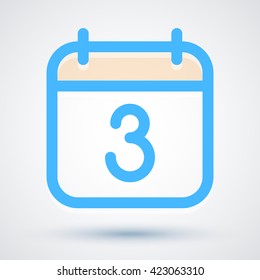 Calendar icon vector. Simple calendar with date 3.