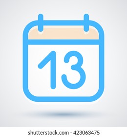 Calendar icon vector. Simple calendar with date 13.