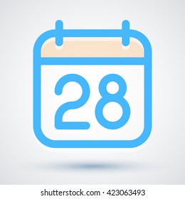 Calendar icon vector. Simple calendar with date 28.
