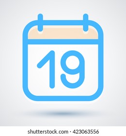 Calendar icon vector. Simple calendar with date 19.