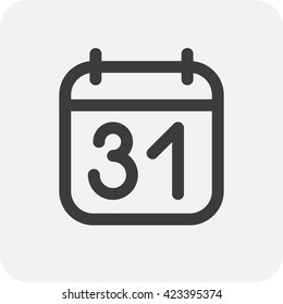 Calendar icon vector. Simple calendar with date 31.
