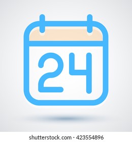 Calendar icon vector. Simple calendar with date 24.