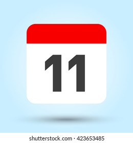 Calendar icon vector. Simple calendar with date 11.