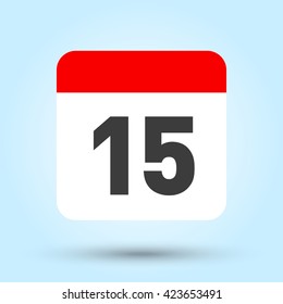 Calendar icon vector. Simple calendar with date 15.