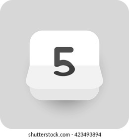 Calendar icon vector. Simple flip calendar with date 5.