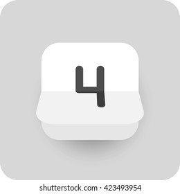 Calendar icon vector. Simple flip calendar with date 4.
