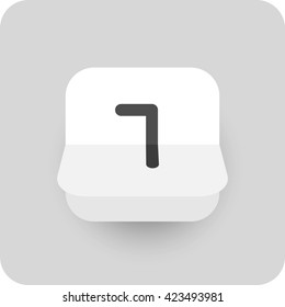 Calendar icon vector. Simple flip calendar with date 7.
