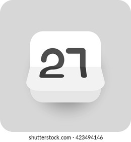 Calendar icon vector. Simple flip calendar with date 27.