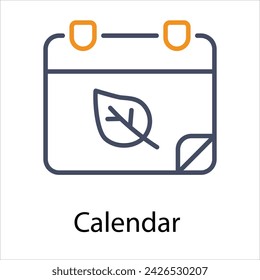 Vector de icono de calendario, tal signo de línea como otoño, envío de iconos de otoño. Vector Computadora Pictogramas Aislados para Web sobre fondo blanco Ilustración de stock editable